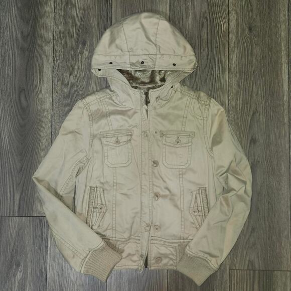Women's Size Large Aeropostale Faux Fur Lined Button and Zip Up Jacket/Coat - Picture 1 of 4
